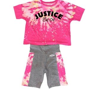 Justice Pink and Gray Tie-Dye 2 Pcs Girls Medium